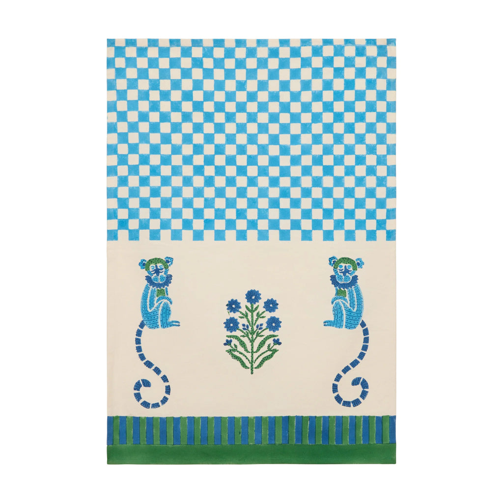 Monkey Blue & Green Tea Towels Set of 2