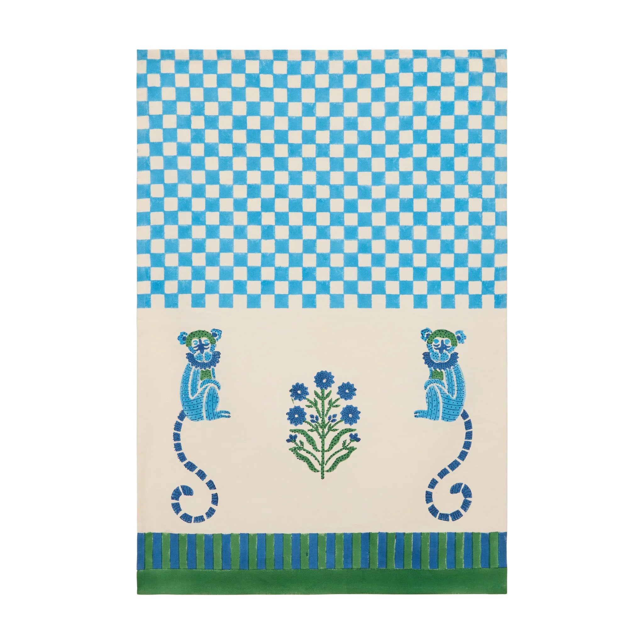 Monkey Blue & Green Tea Towels Set of 2