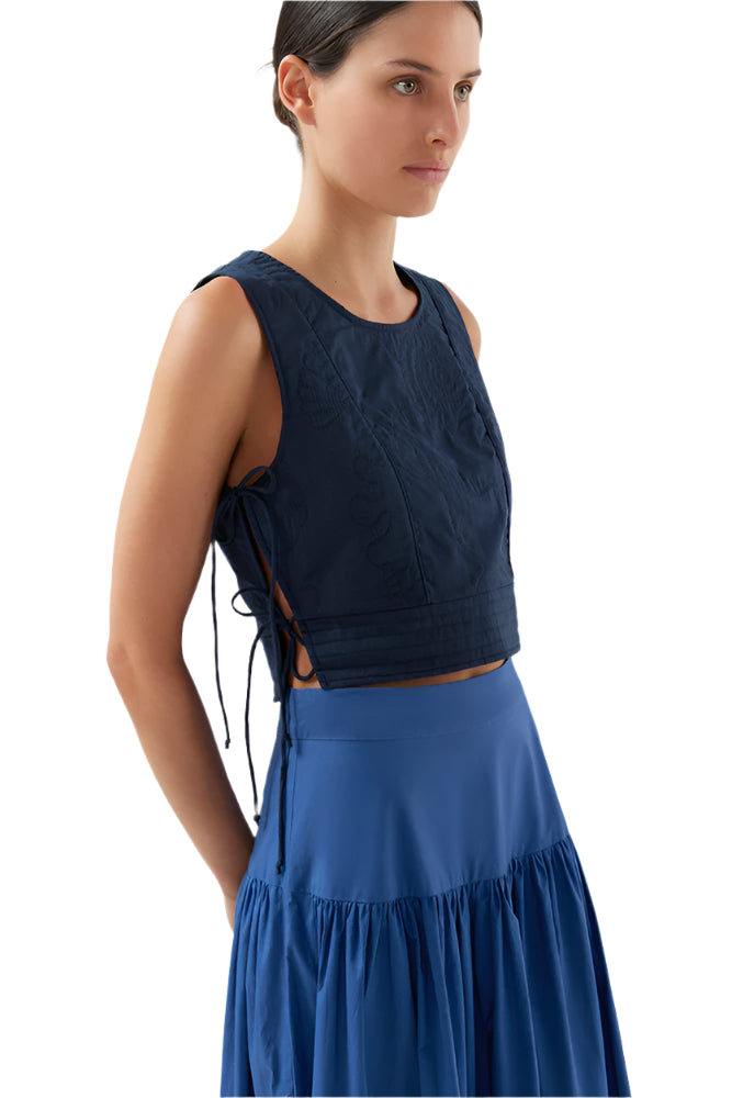 BIRD & KNOLL Vittoria Quilted Top Navy | Halcyon Atelier