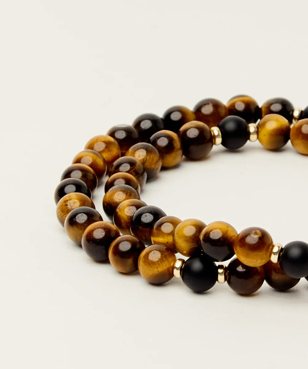 The Courage Wrap Bracelet with Tigers Eye and Onyx