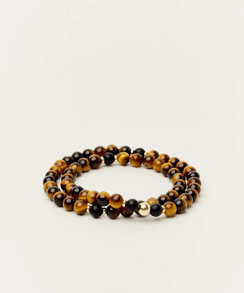 The Courage Wrap Bracelet with Tigers Eye and Onyx