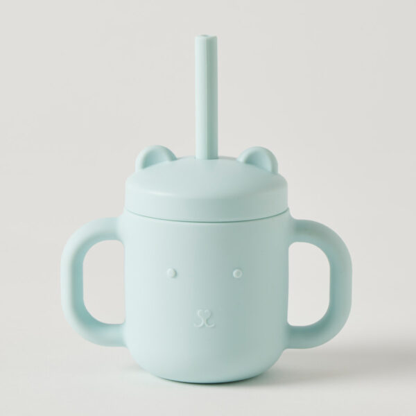 Jiggle & Giggle Riley Silicone Sippy Cup w Straw - Blue