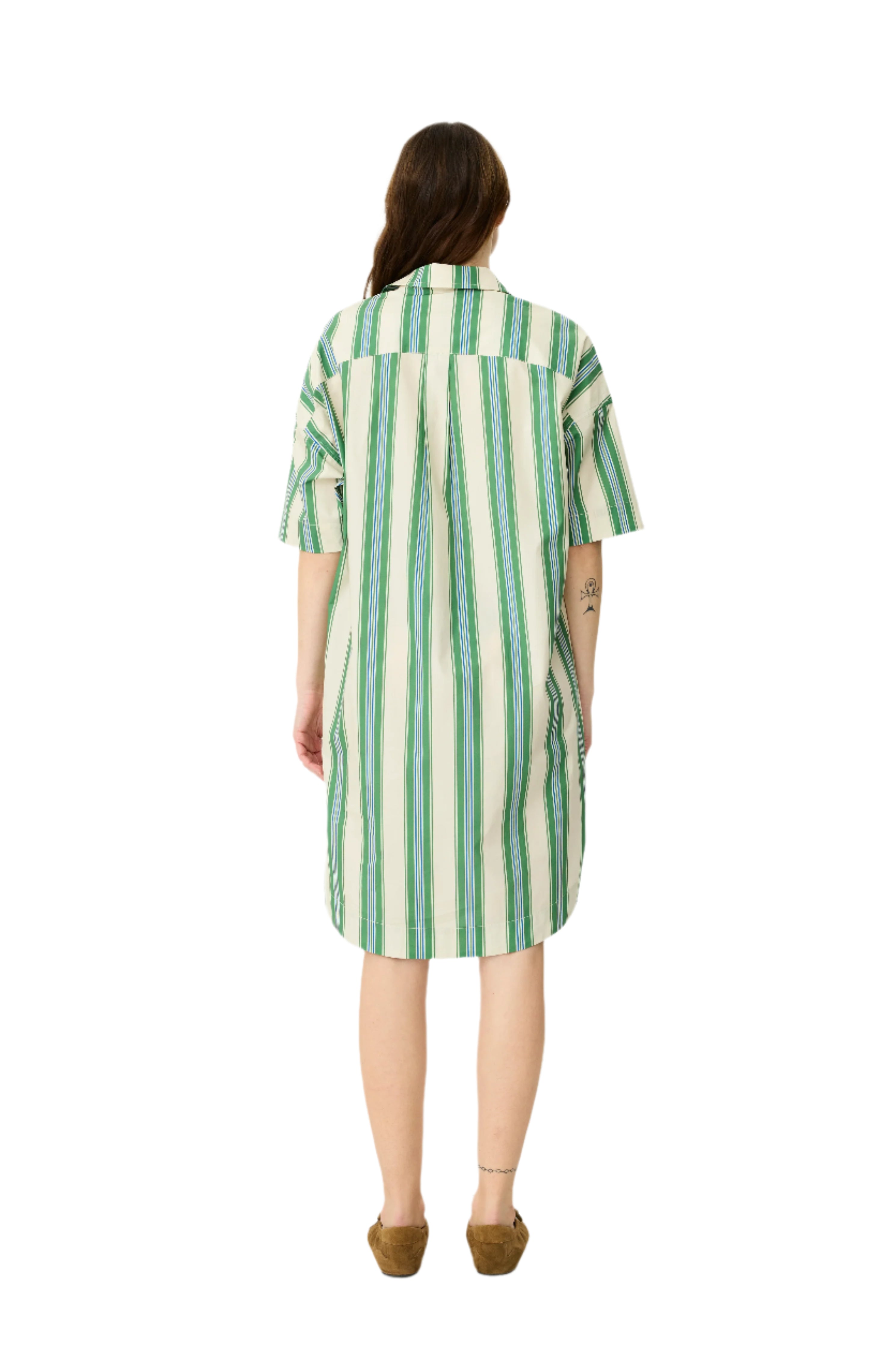 LMND The Billie Dress Midi Forest Multi Stripe | Halcyon Atelier