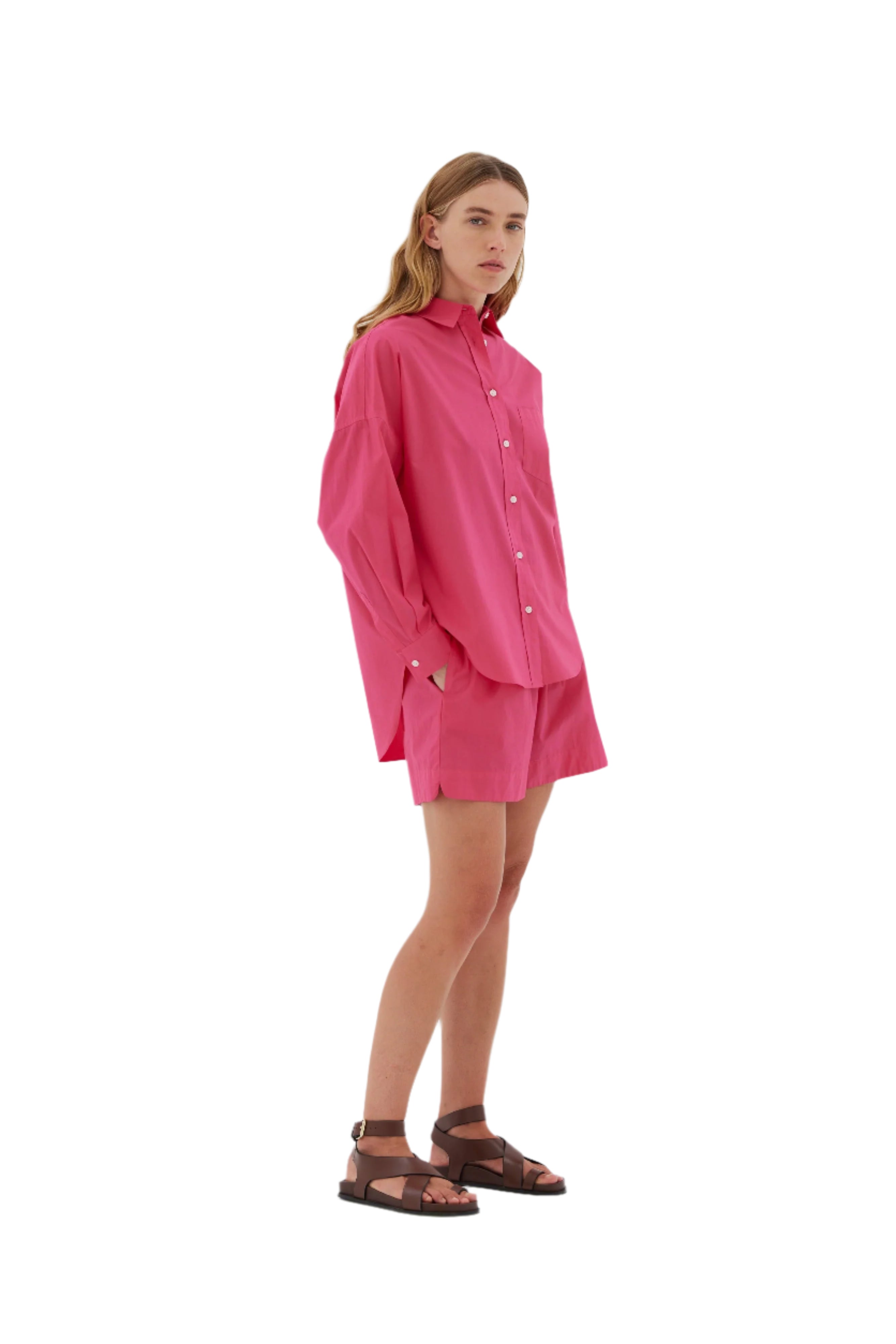 LMND The Chiara Shirt Classic Raspberry | Halcyon Atelier
