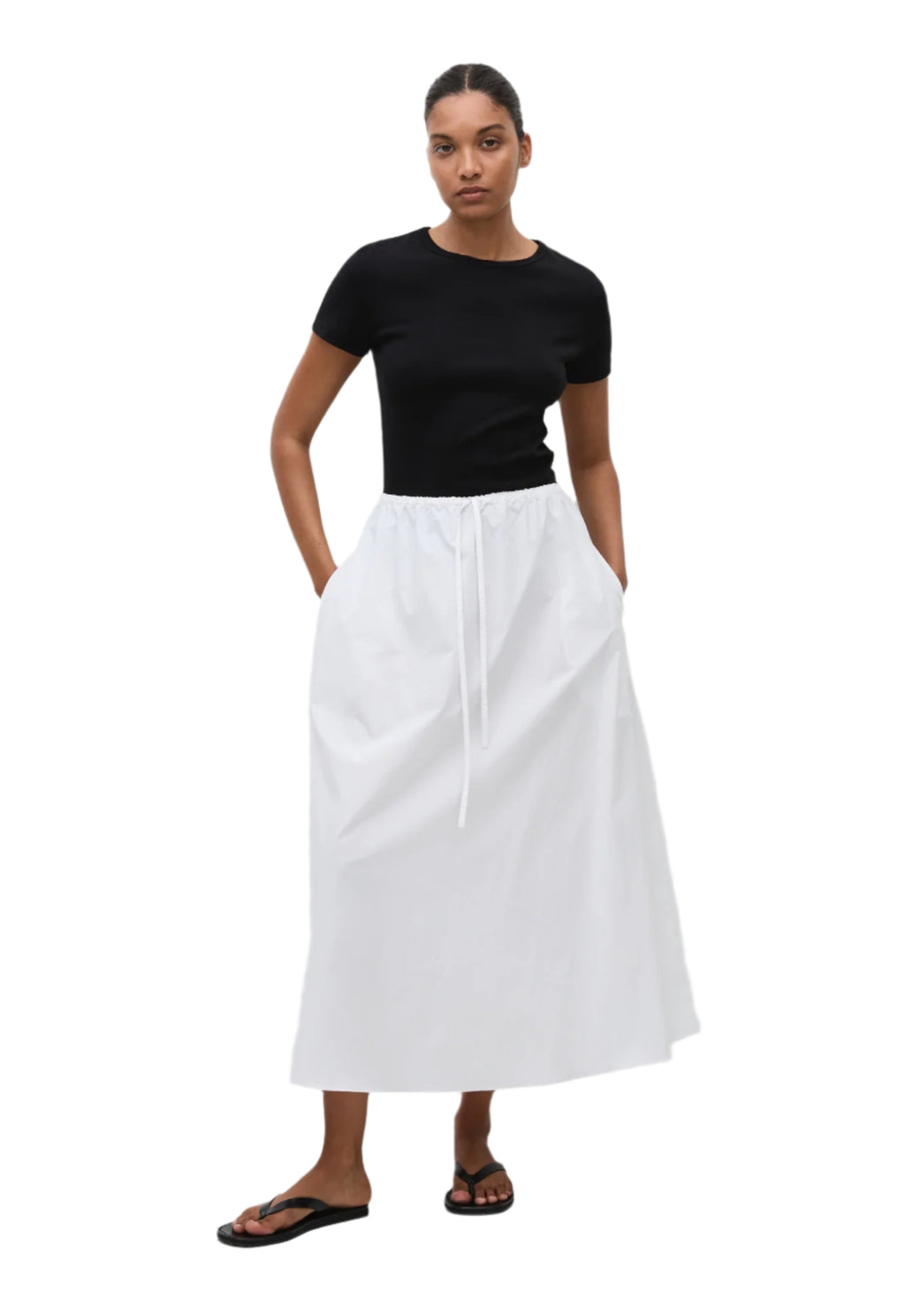 Matteau Drawcord Skirt White | Halcyon Atelier