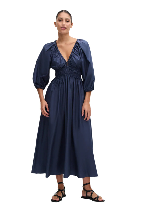 Matteau Shirred Plunge Button Dress Dusk | Halcyon Atelier