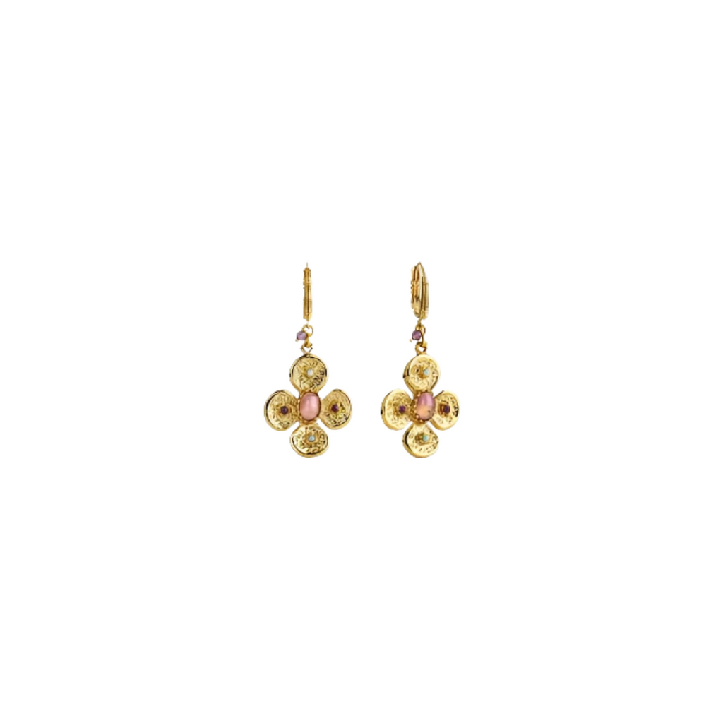 Womens Resort Wear Gold Earrings GAS BIJOUX - Trefle Cabochons Earrings