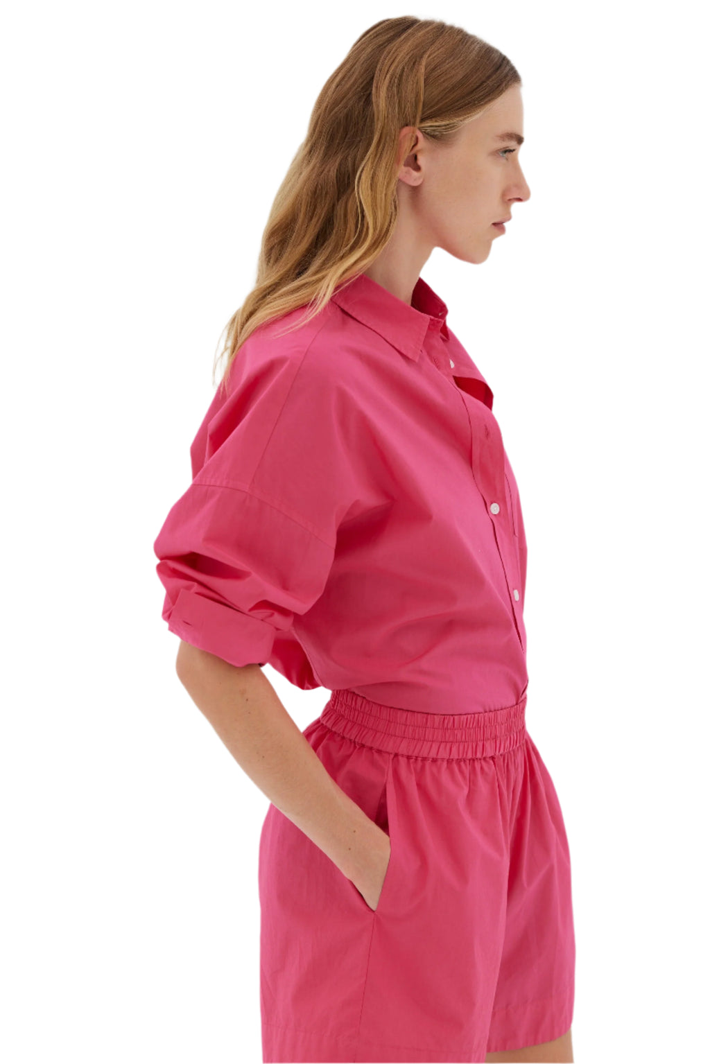 LMND The Chiara Shirt Classic Raspberry | Halcyon Atelier