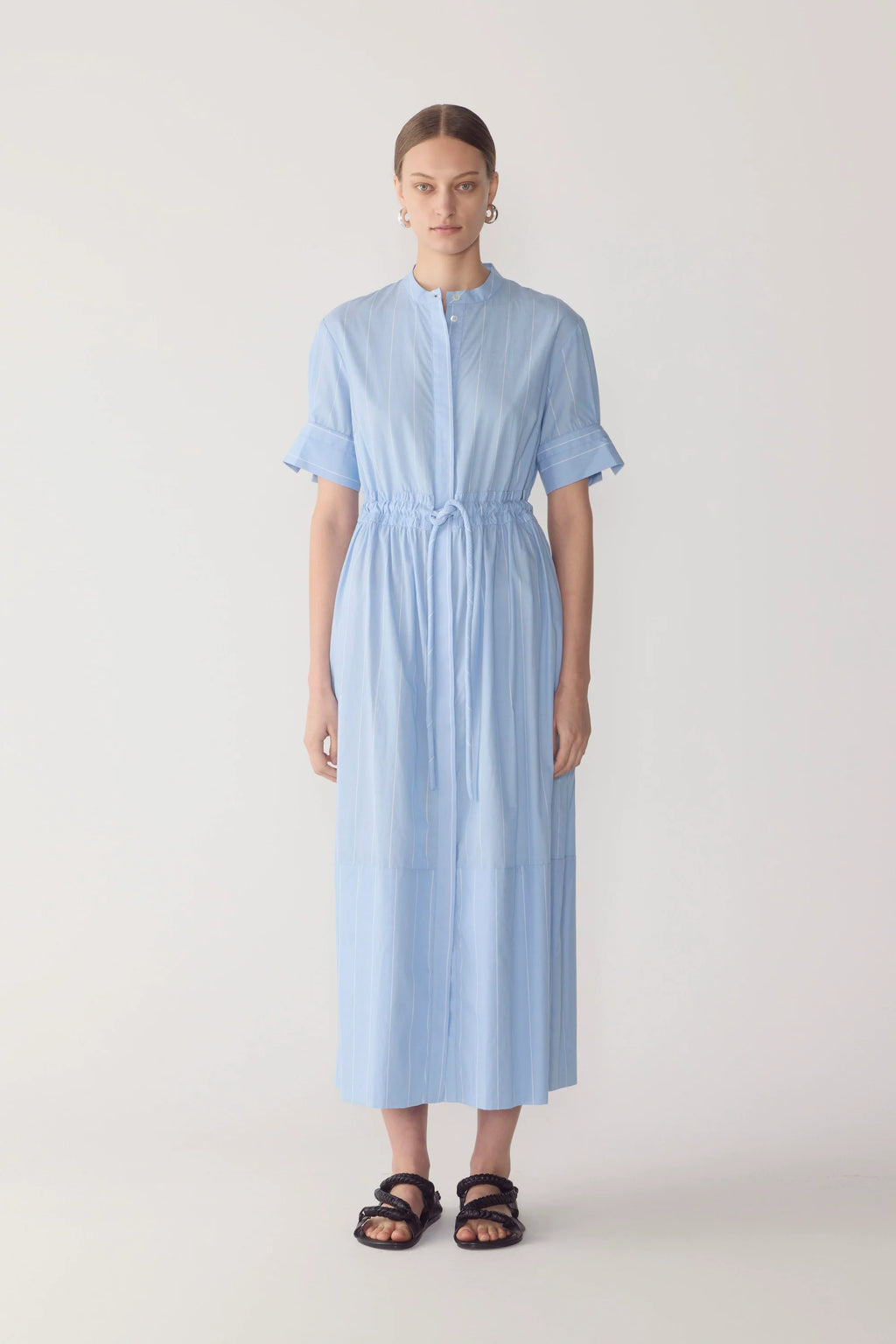 Yolanda Dress Chambray Pinstripe Cotton