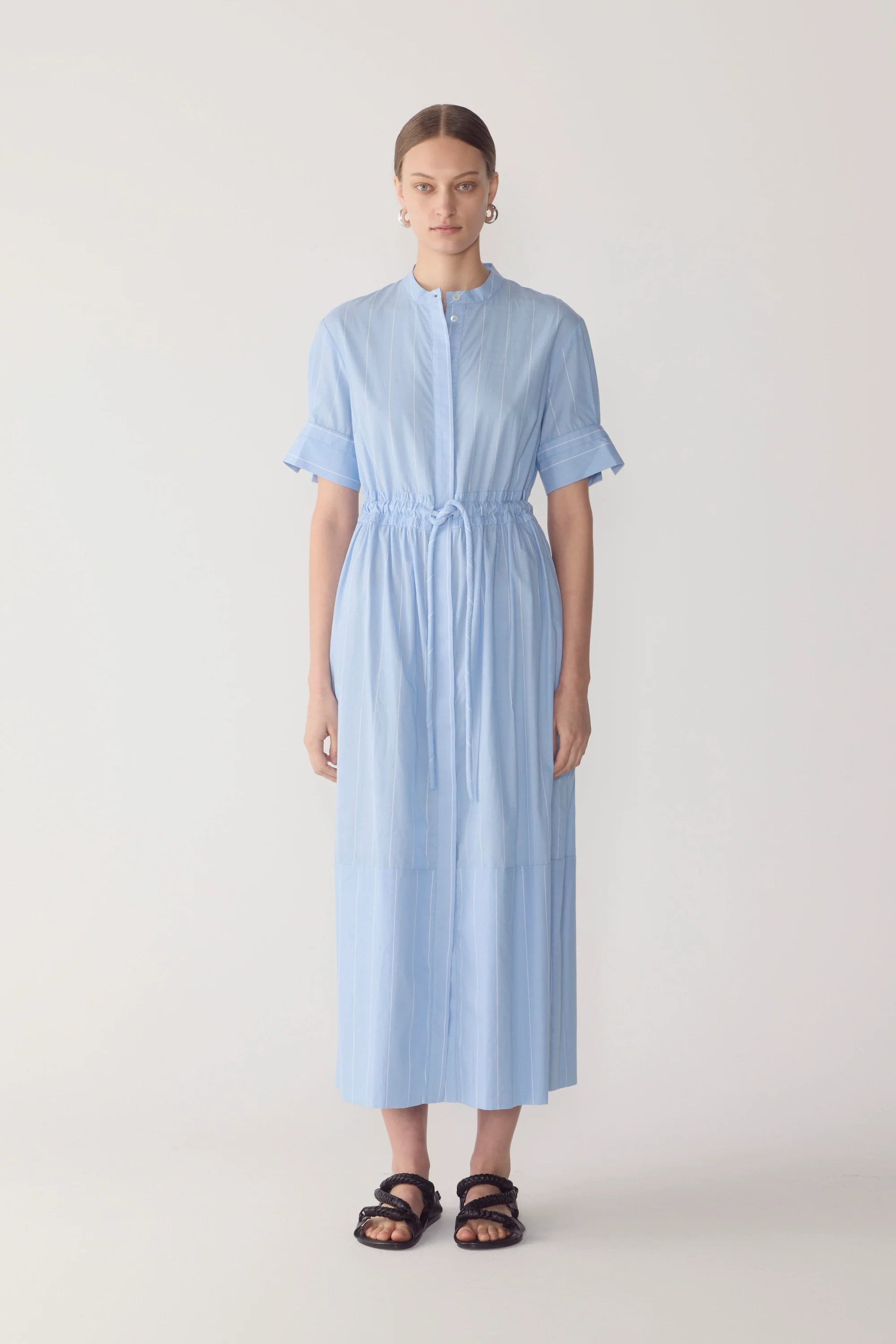 Yolanda Dress Chambray Pinstripe Cotton