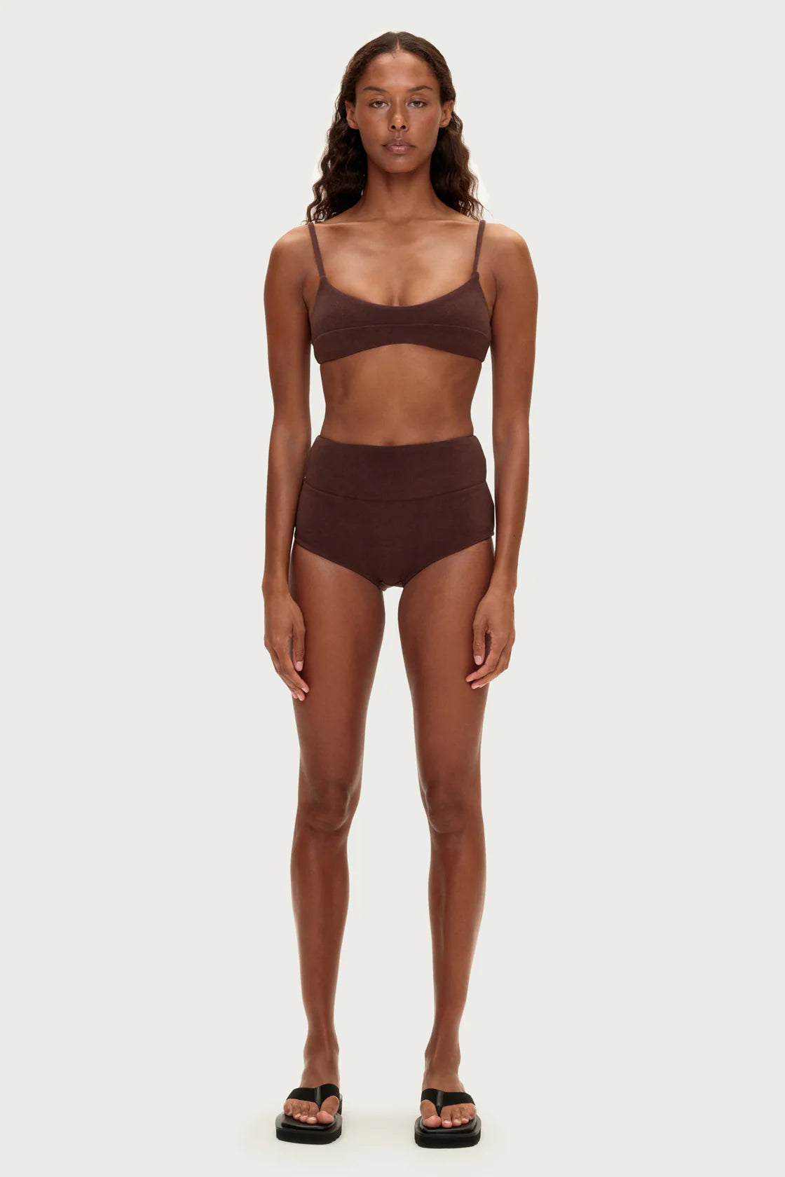 Towelling Bralette Top - Chocolate