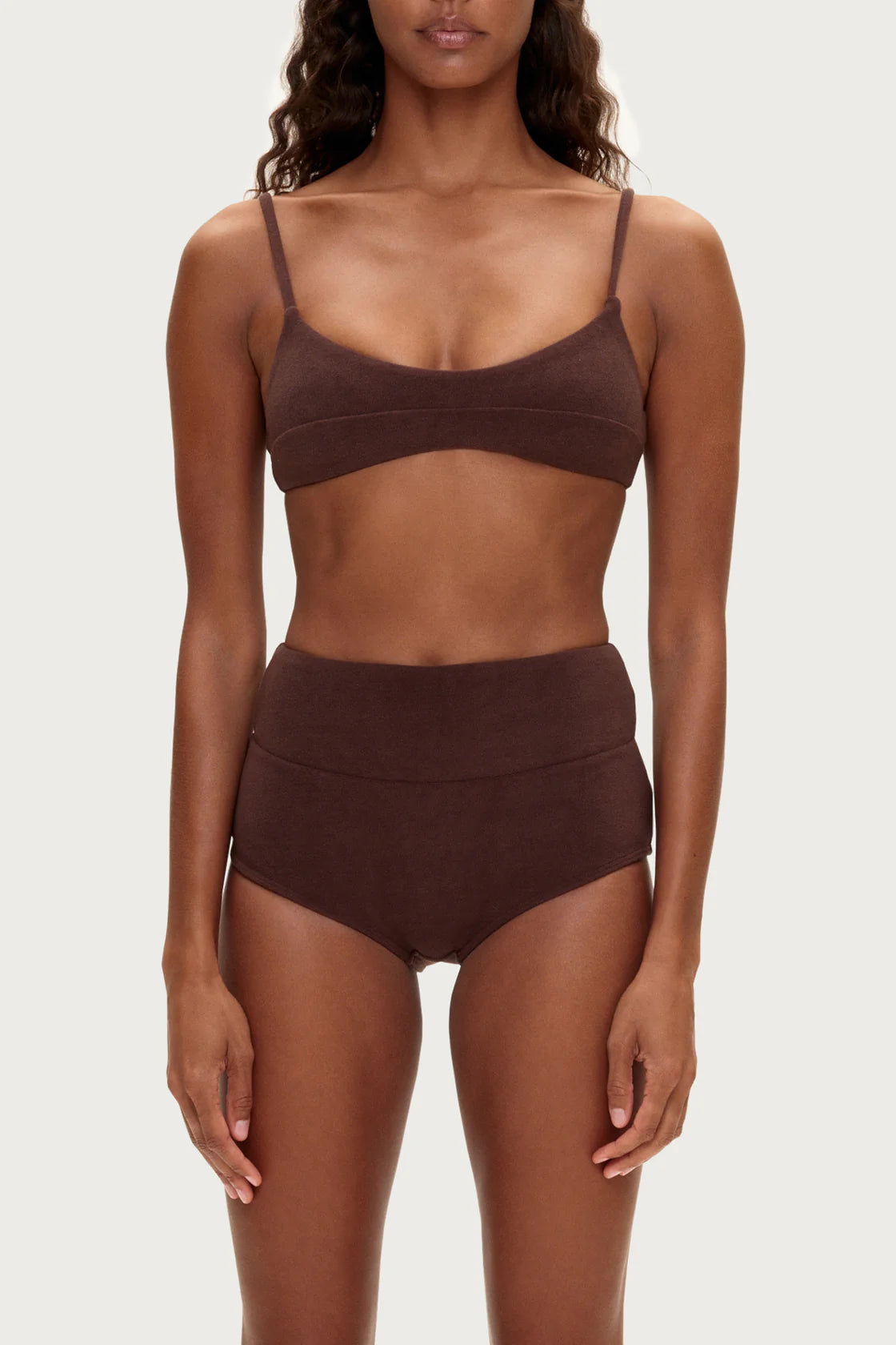 Towelling Bralette Top - Chocolate