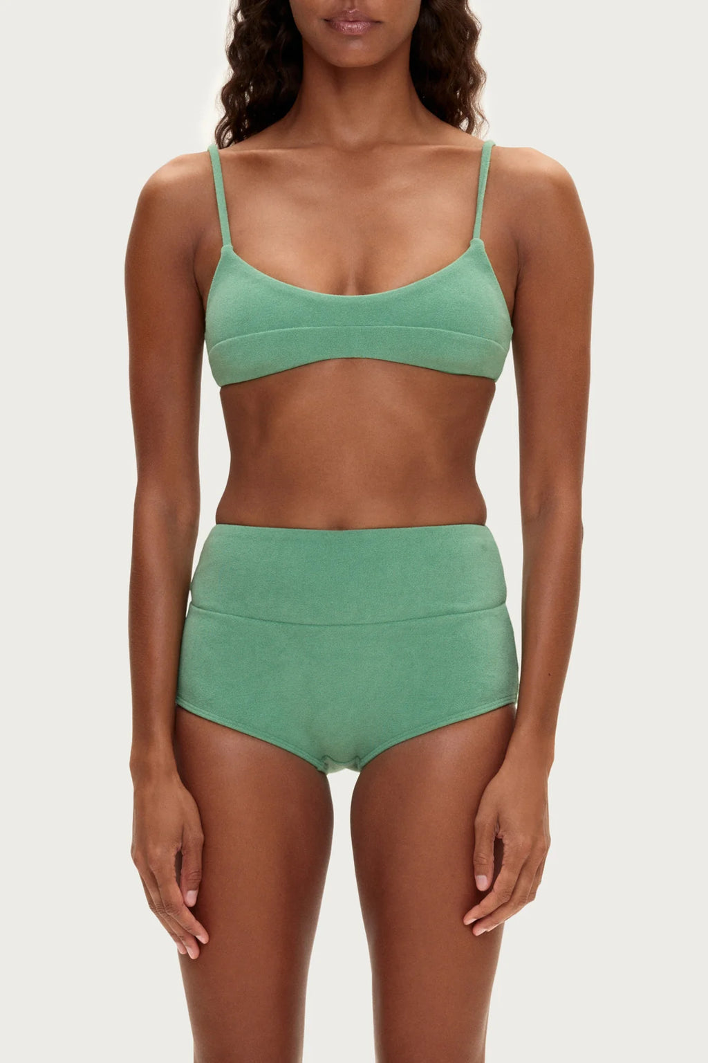 Towelling Bralette Top - Green