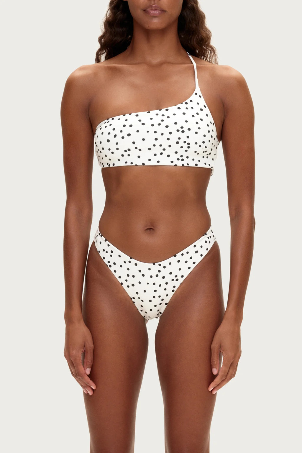 One Shoulder Bralette Top - Black Spot