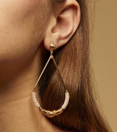 GAS BIJOUX Zizanie Earrings Small - Gold & Terracotta | Halcyon Atelier