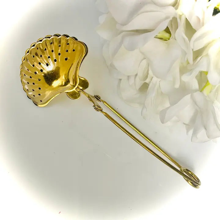 Gold Shell Tea Infuser – Stainless Steel Loose Leaf Strainer