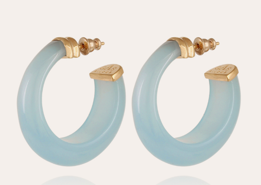 GAS BIJOUX Abalone Hoop Earrings - Acetate gold & Various Colours | Halcyon Atelier
