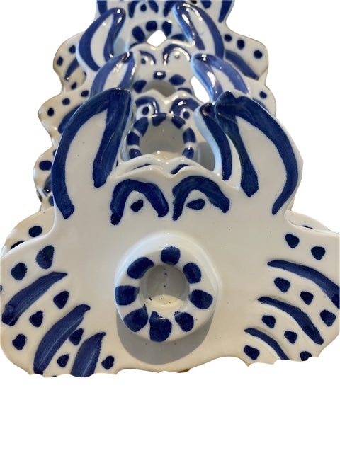 CERAMICS Candle Holder - Blue & White Crab | Halcyon Atelier