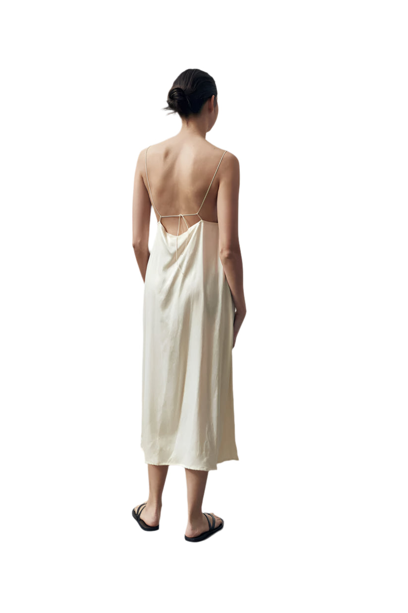 Hyde & Stone Penelope Silk Dress Cream | Halcyon Atelier