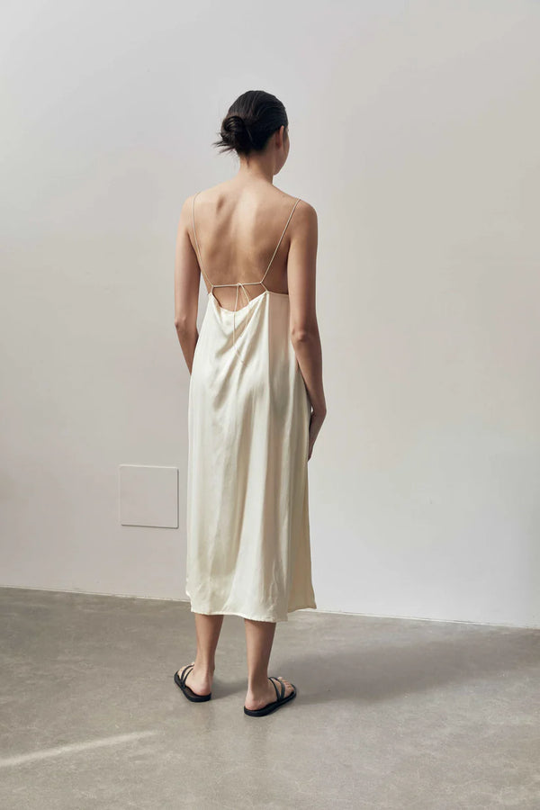 Hyde & Stone Penelope Silk Dress Cream | Halcyon Atelier