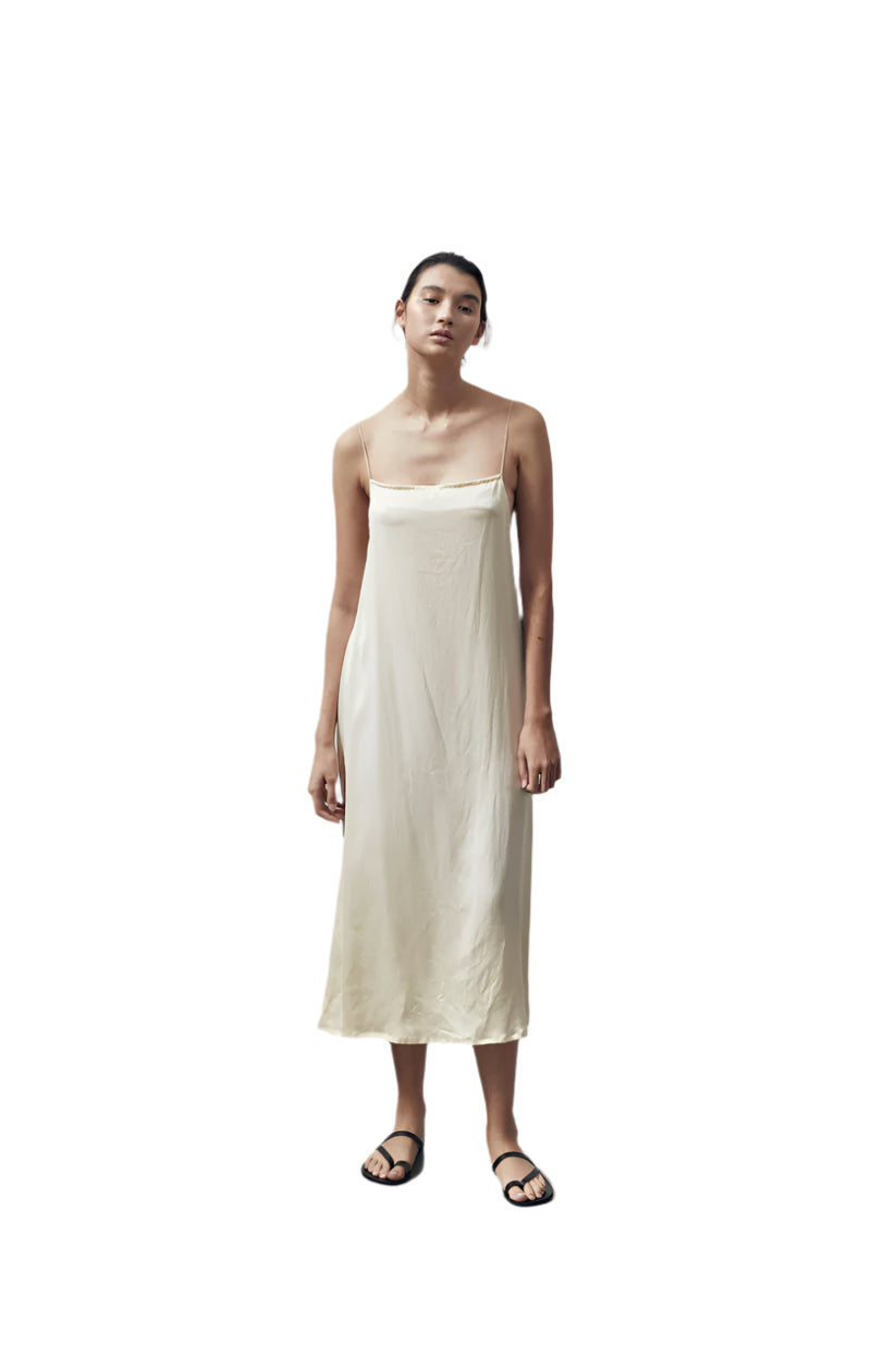 Hyde & Stone Penelope Silk Dress Cream | Halcyon Atelier
