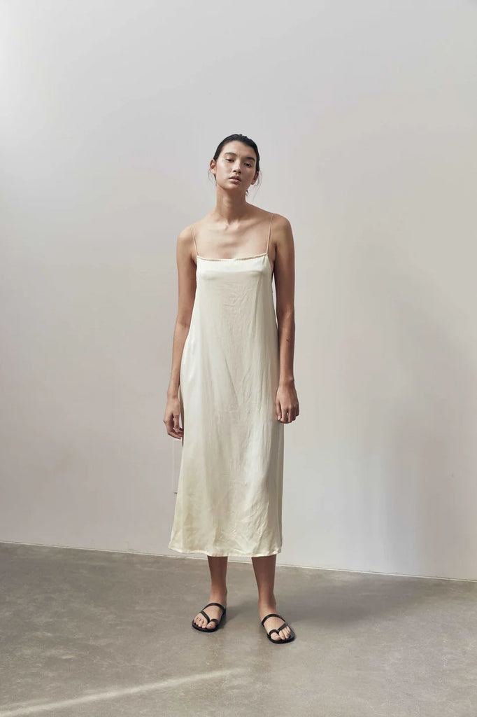 Hyde & Stone Penelope Silk Dress Cream | Halcyon Atelier