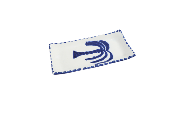 Rectangle Tapas Dish - Blue Palm