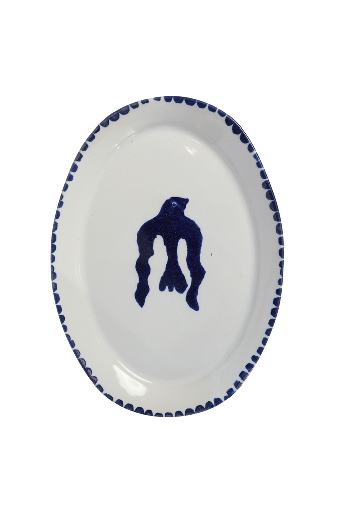 Oval Plate Large - Blue Bird