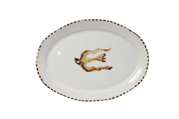 Oval Plate Large - Brown Bird