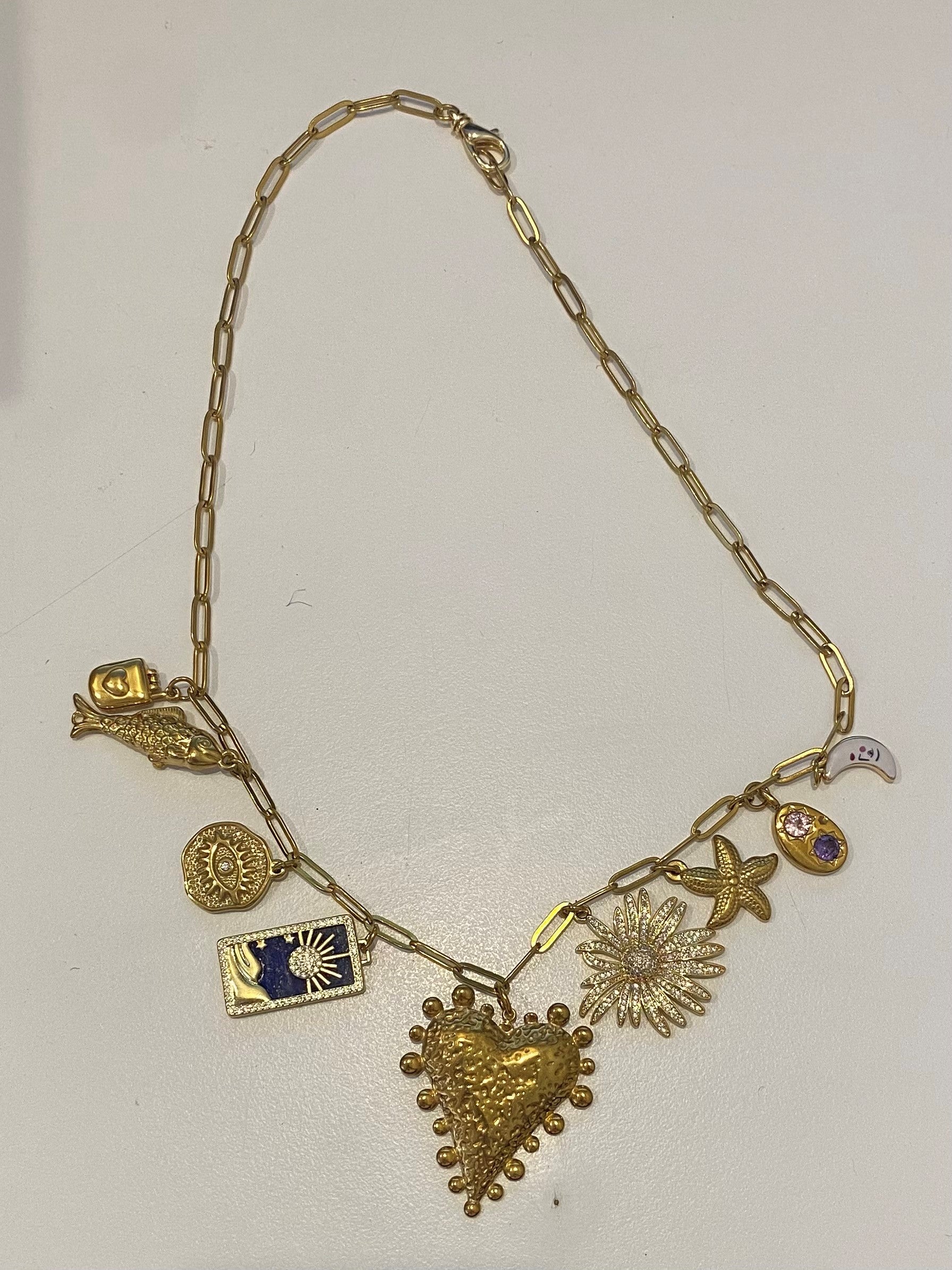 PVD Gold Plated Stainless Steel Charm Necklace