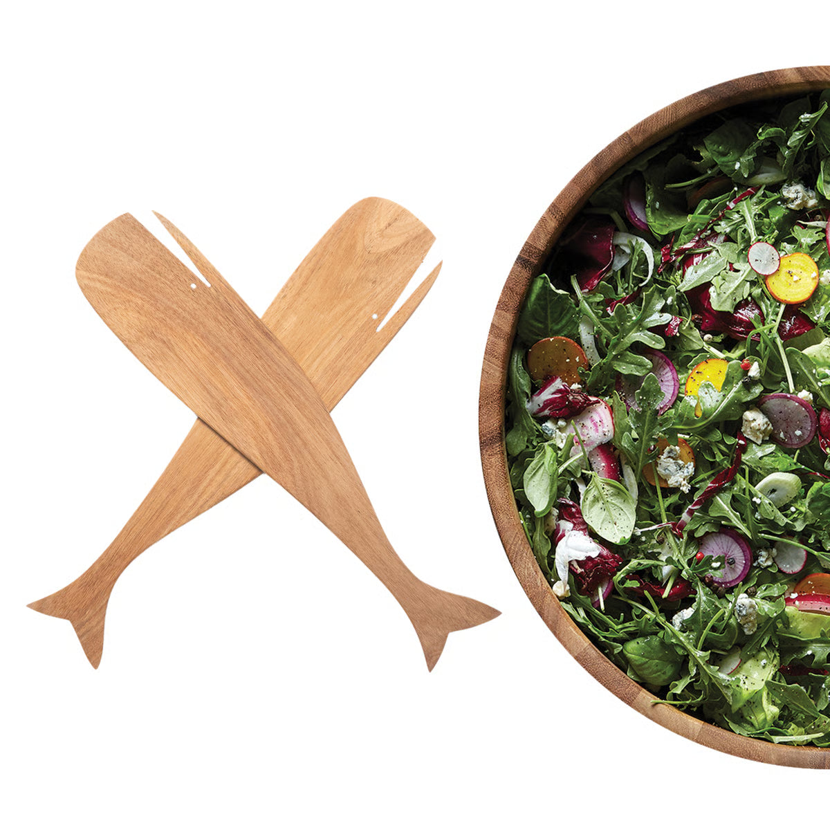 Ironwood Wood Whale Salad Utensils