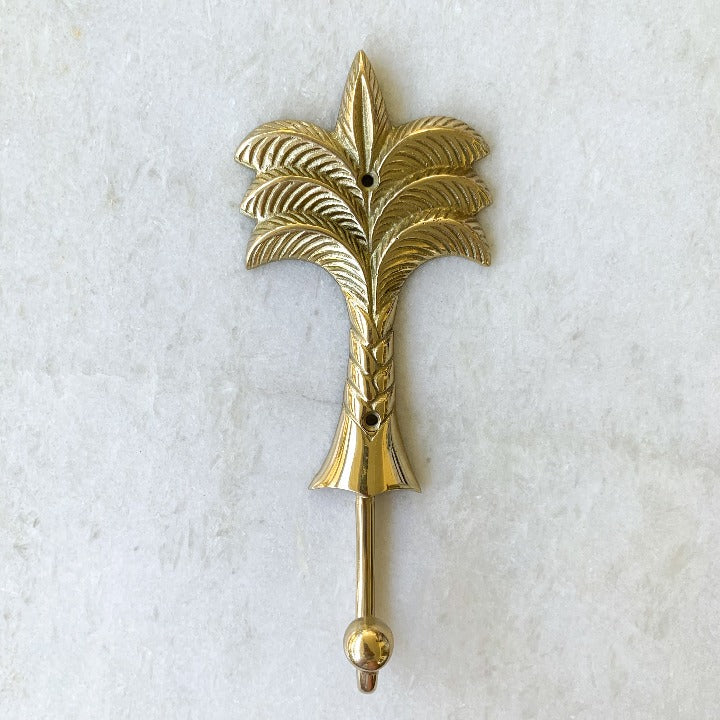 Brass Palm Tree Hook - Shiny