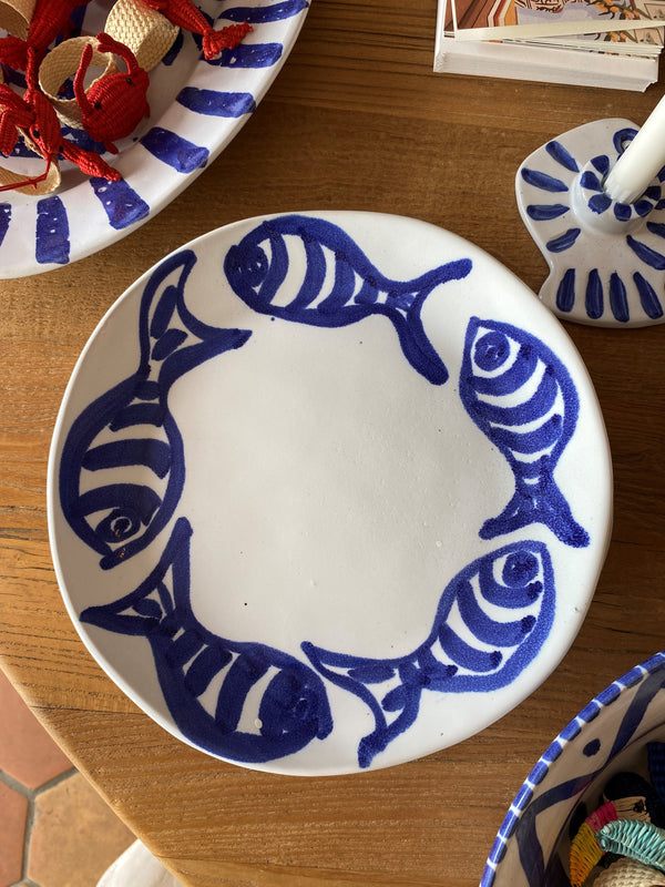 Large Dinner Plate - Blue Fish