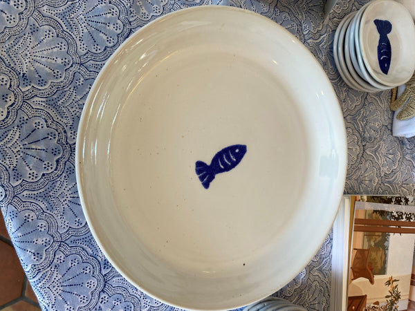 Large Dinner Plate - One Blue Fish