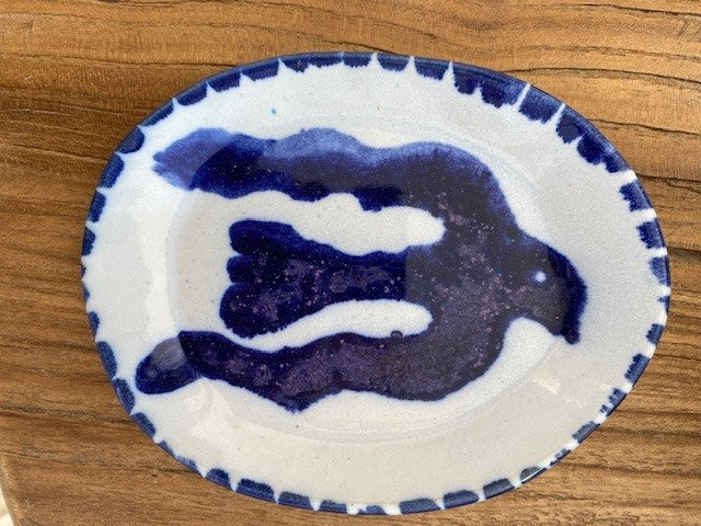 CERAMICS Small Oval Dish - Blue Bird | Halcyon Atelier