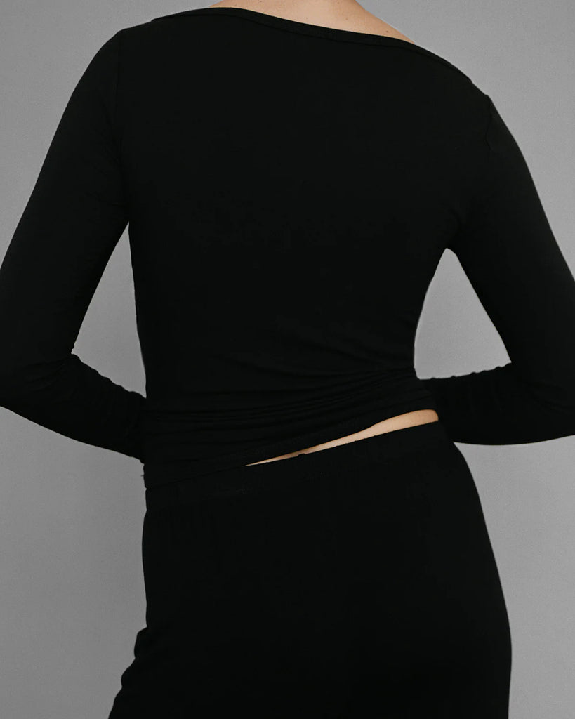 KYE INTIMATES Recline Bateau Long Sleeve - Black | Halcyon Atelier