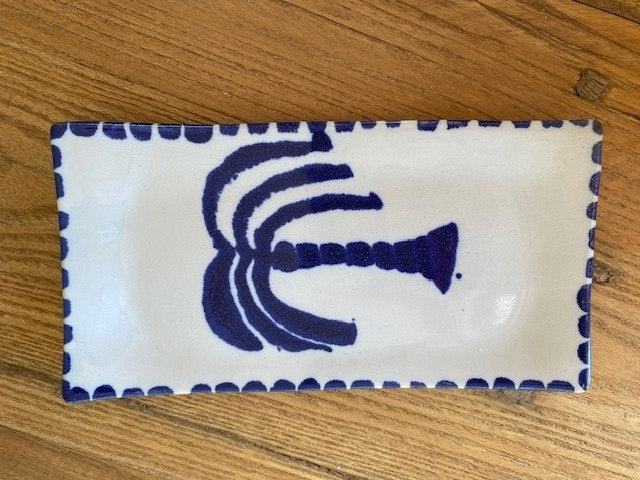 CERAMICS Rectangle Tapas Dish - Blue Palm | Halcyon Atelier