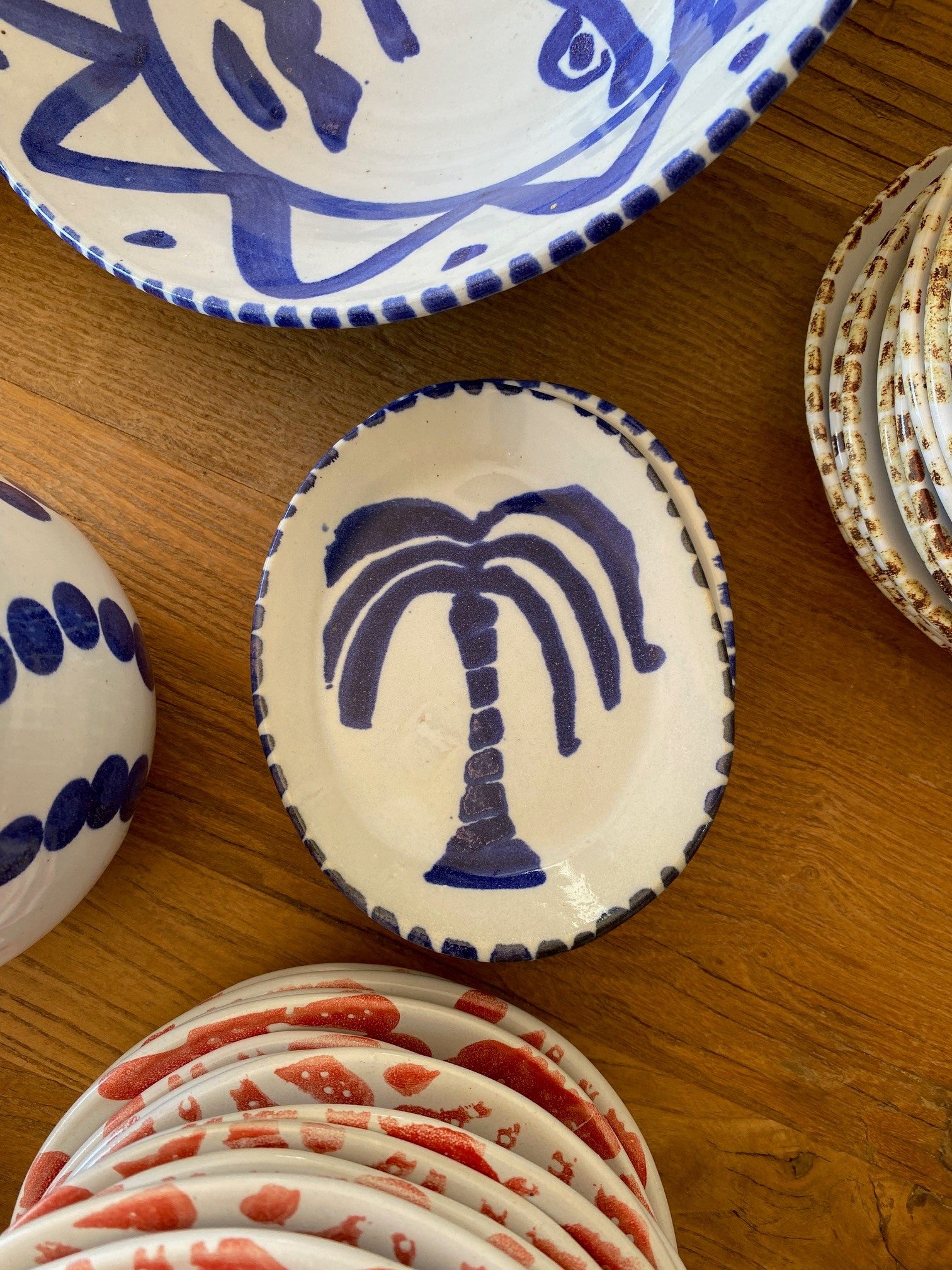 Small Oval Dish - Blue Palm
