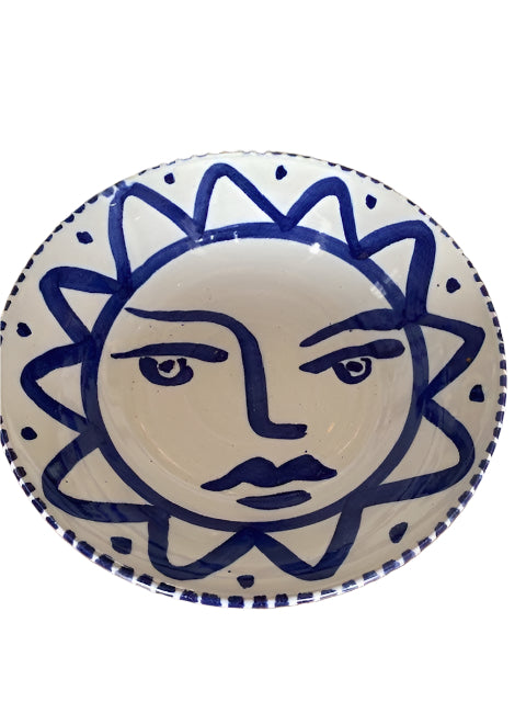 Large Salad Bowl - Blue Sun Face
