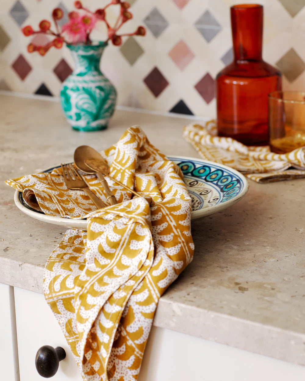 Luxor Saffron Cotton Napkins - Set of 4