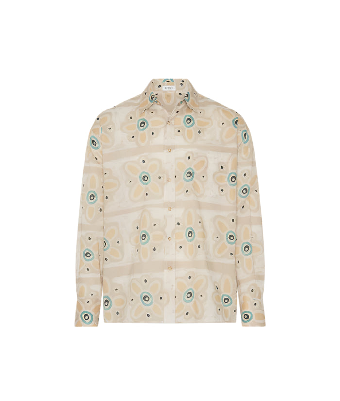 Relaxed Cotton Shirt - Painted Floral Stripe