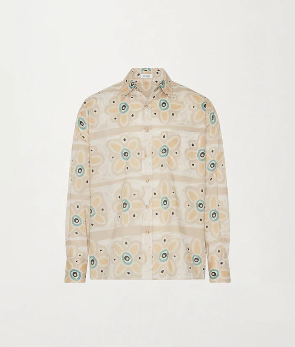 Relaxed Cotton Shirt - Painted Floral Stripe