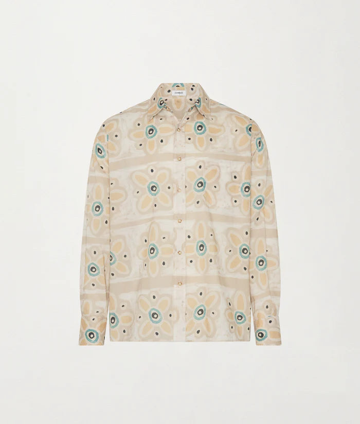 Relaxed Cotton Shirt - Painted Floral Stripe