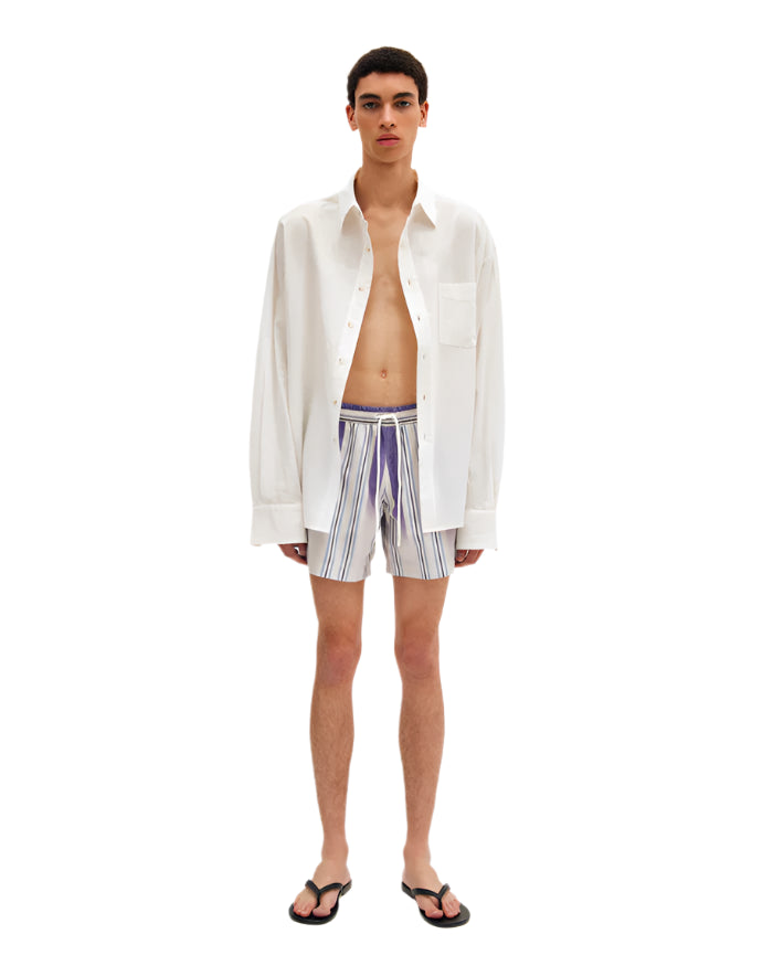 Mid Swim Short - Faded Stripe Mineral