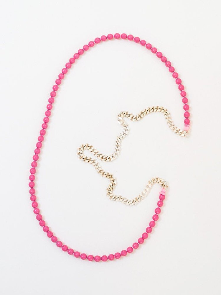 Perlenpanzerkette Rose/Silver