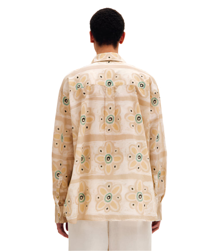 Relaxed Cotton Shirt - Painted Floral Stripe