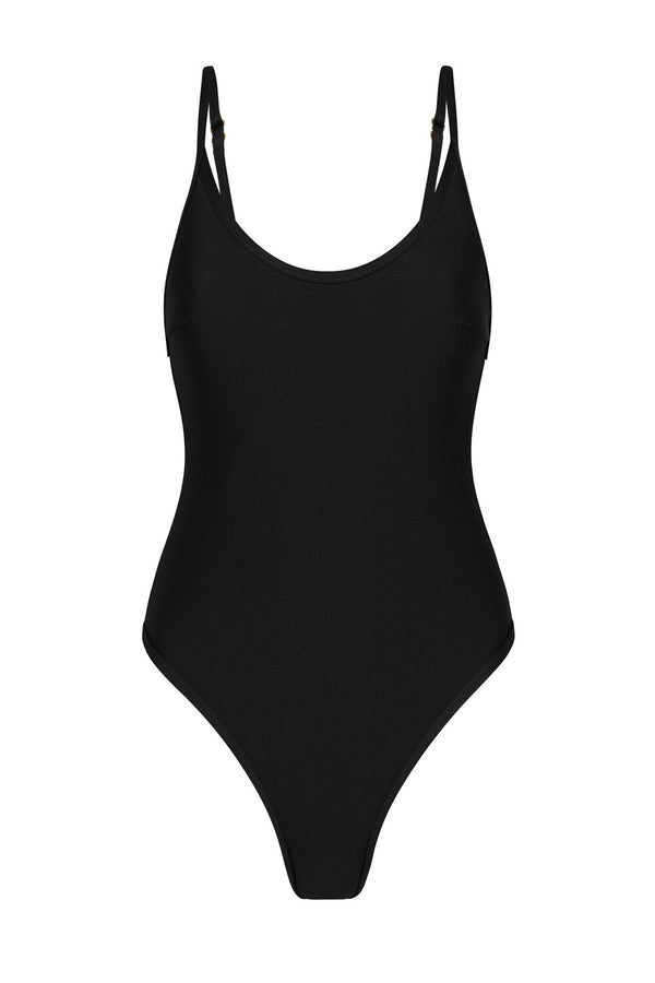 Innes Lauren The Scoop One Piece Black Rib | Halcyon Atelier