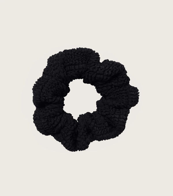 HUNZA G Crinkle Scrunchie Black | Halcyon Atelier