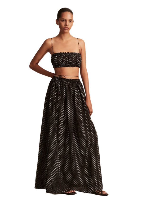 The Shirred Cropped Blouse Polka Dot