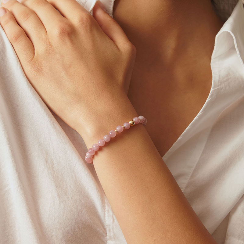 Love Bracelet with Madagascar Rose Quartz and 14K Gold